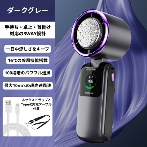 New Ice‑Pack 高速ハンディファン 折りたたみ式ミニ扇風機
